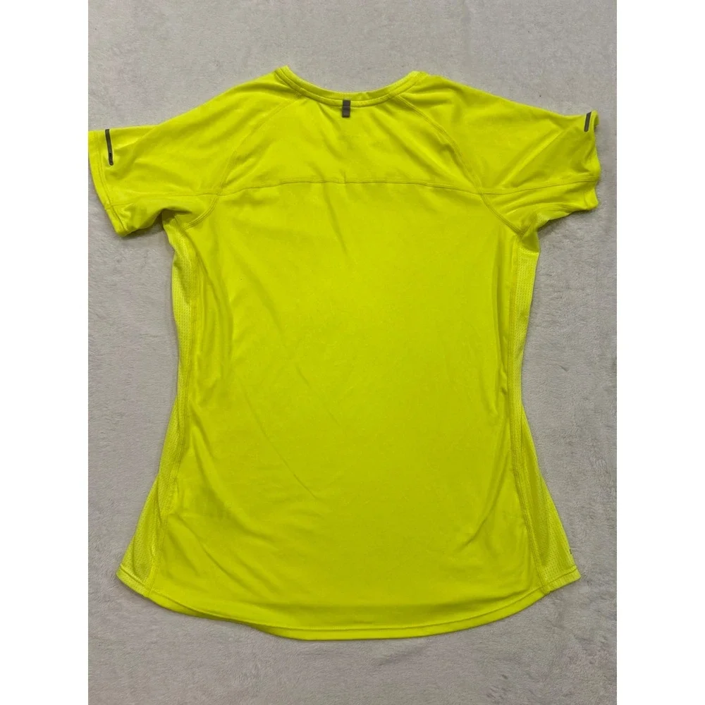 Nike Dri-FIT Running Shirt Womens Large Neon Yellow Volt Mesh Training Top L